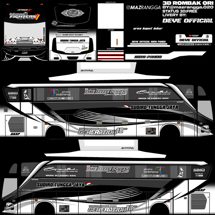 livery bussid kids panda putih