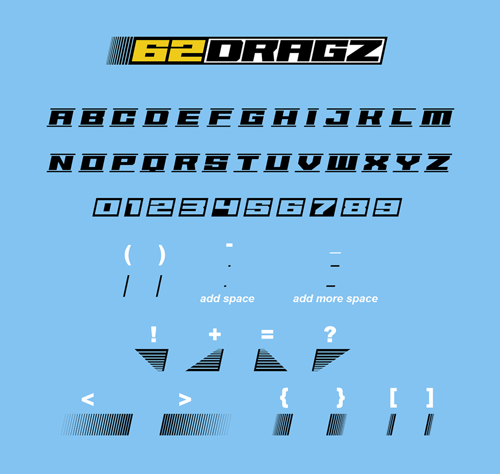 19. 62Dragz font pixellab racing