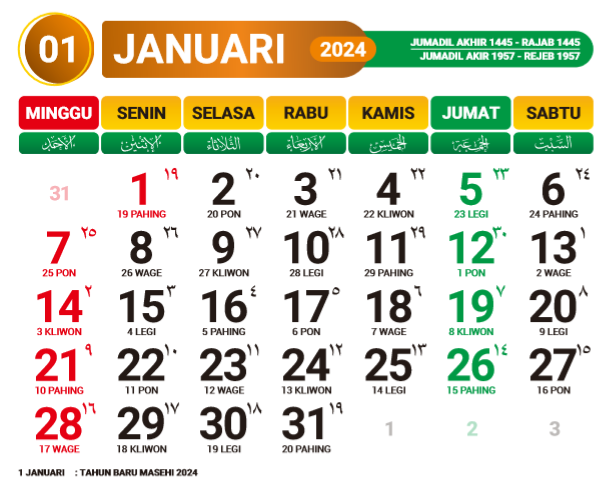 kalender 2024 lengkap tanggal merah
