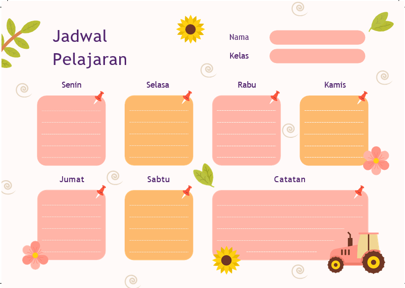 template jadwal pelajaran aesthetic