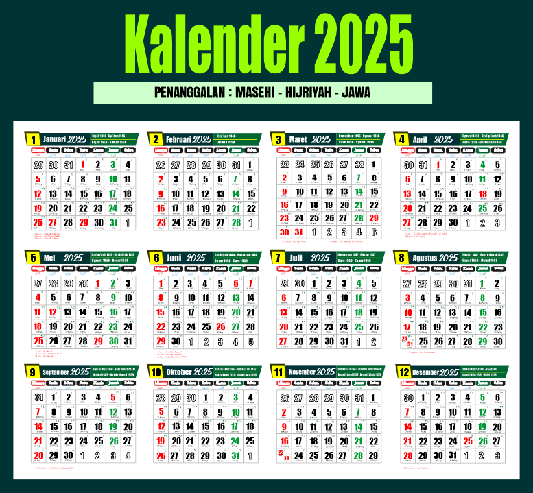 Kalender 2025 1 lembar