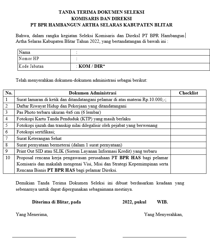 contoh tanda terima dokumen