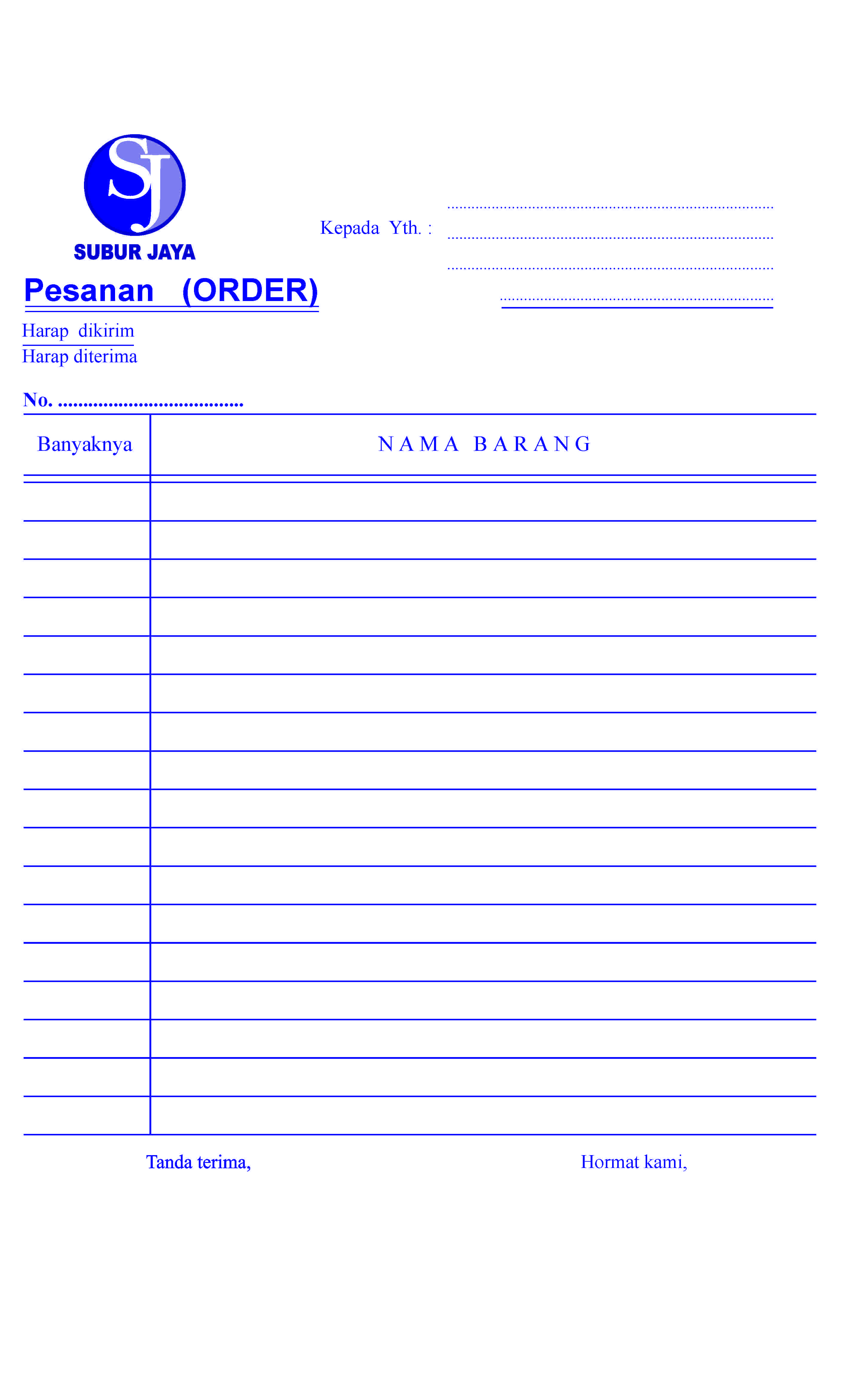 contoh nota pembelian barang (kosong)