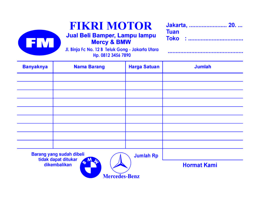 nota bengkel motor
