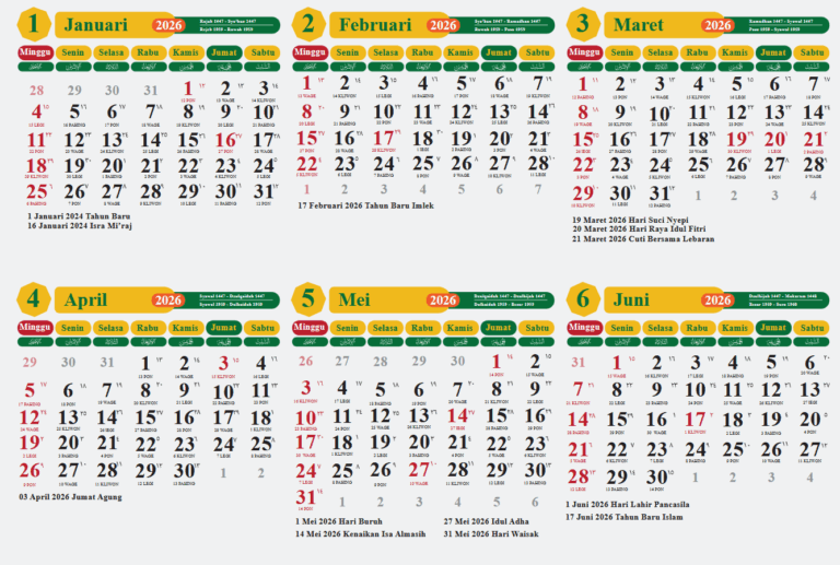kalender 2026 jawa lengkap
